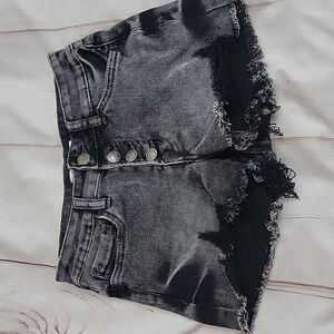 Vervet Raw Hem Distressed Midi Rise Black Denim Jean Shorts Shorty size XS